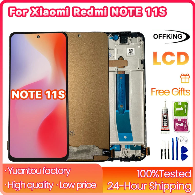 6.43 inch for LCD Xiaomi Redmi NOTE 11S  2201117SG  2201117SI  For Touch Screen Digitizer 2201117SY 2201117SL LCD with frame