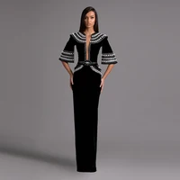 Encantadores vestidos para madre de la novia con cuentas, media manga, cuello redondo, exquisitos abalorios, sirena, largo hasta el suelo, vestidos personalizados para fiesta