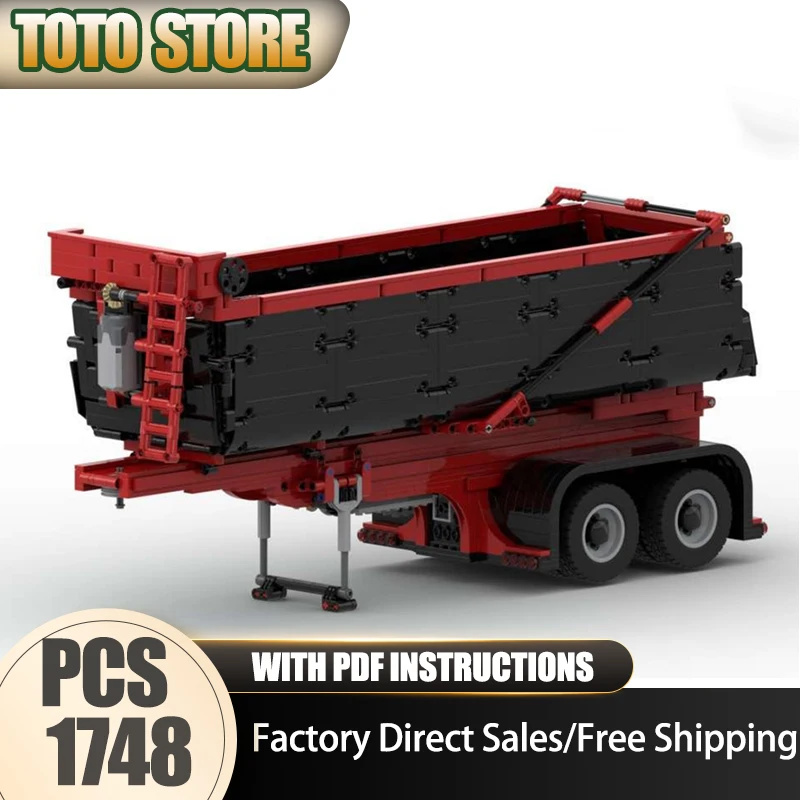 

Модель городских грузовиков Moc, строительные блоки, красный и черный дамп, модель прицепа, технология, кирпич, сделай сам, сборка, строительная модель, игрушки, подарки