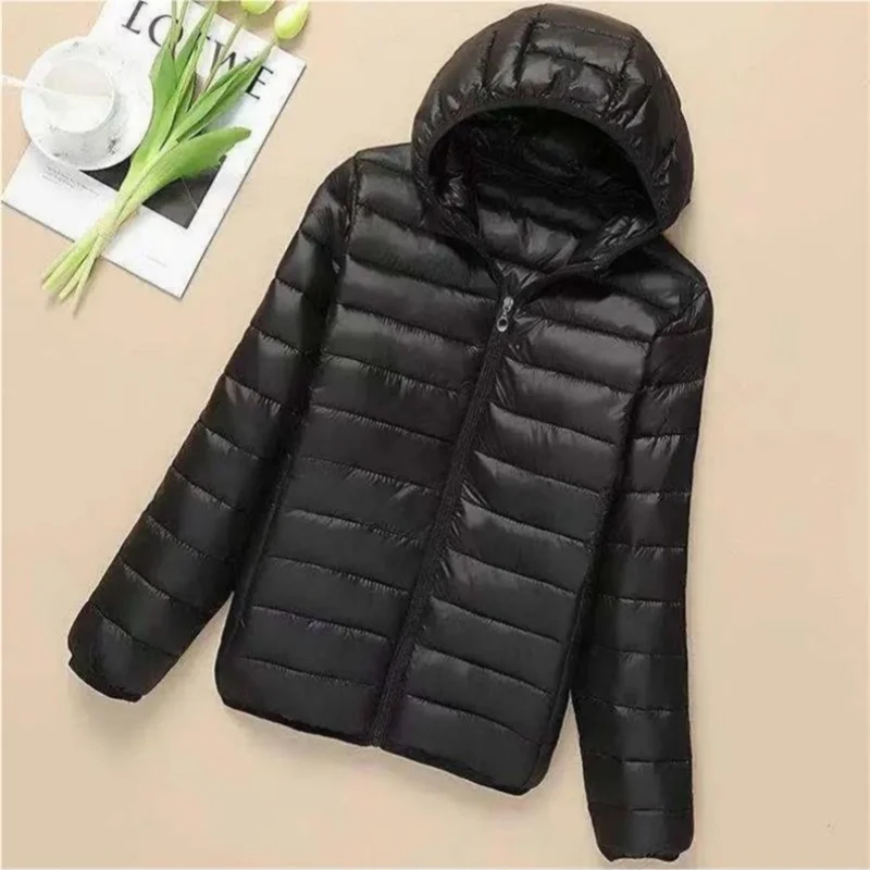 Autumn and Winter New Women's Solid Color Lightweight Down Jacket Fashionable Casual Elegant Age-Reducing Commuting Warm Down Ja