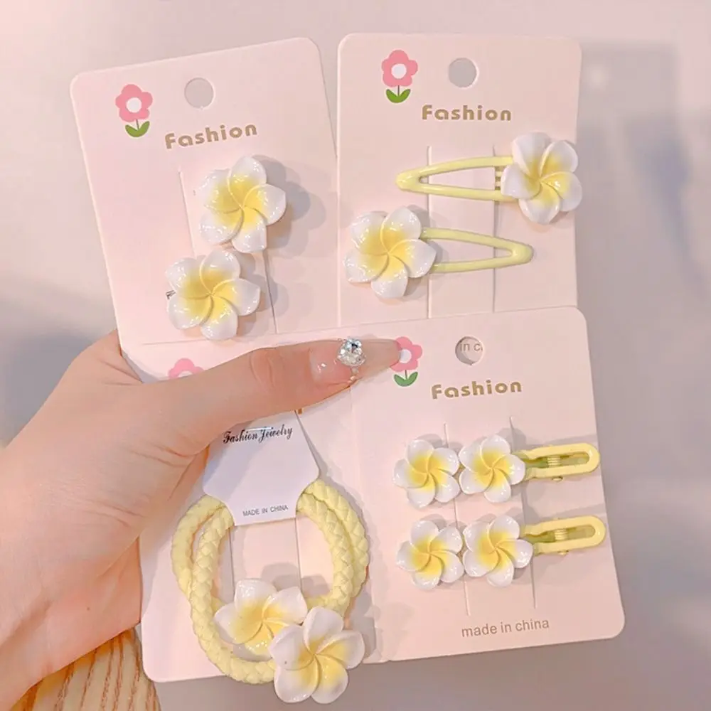 Hair Rope Plumeria Flower Hair Clip Traditional Hair Clip Egg Flower BB Clip Yellow Hair Ornaments Flower Barrette Headdress