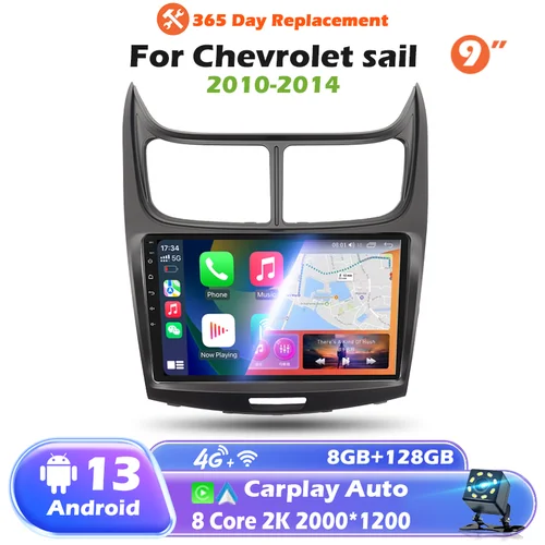 9 ""el más nuevo Carplay de Radio de coche para Chevrolet Sail 2010 - 2014 vídeo de navegación GPS Android Auto reproductor Multimedia estéreo 5G Wifi