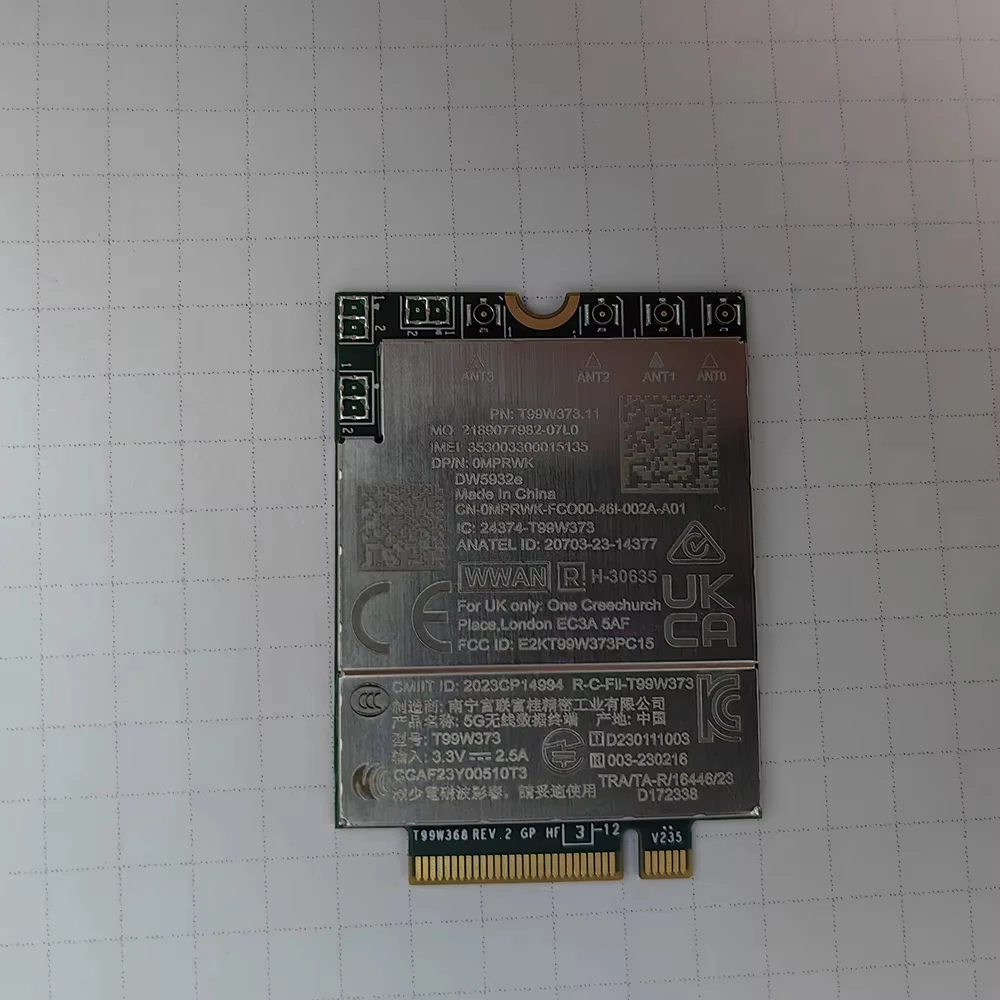 

Глобальный 5G-модем T99W373 DW5932e Snapdragon SDX62 для ноутбуков Latitude 7350, 7450, 7650, 5350, 5450, 5550, 9450, Precision 5490, 5690