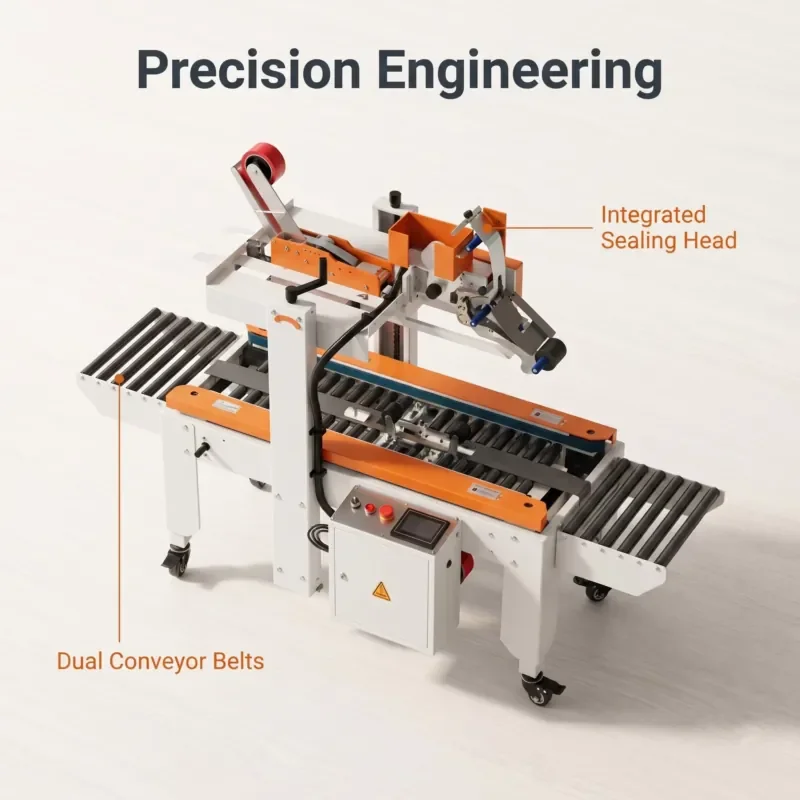 Adaptive Carton Sealing and Labeling Machine Automatic Box Taping Waybill Sticking Packaging Machine for E-commerce