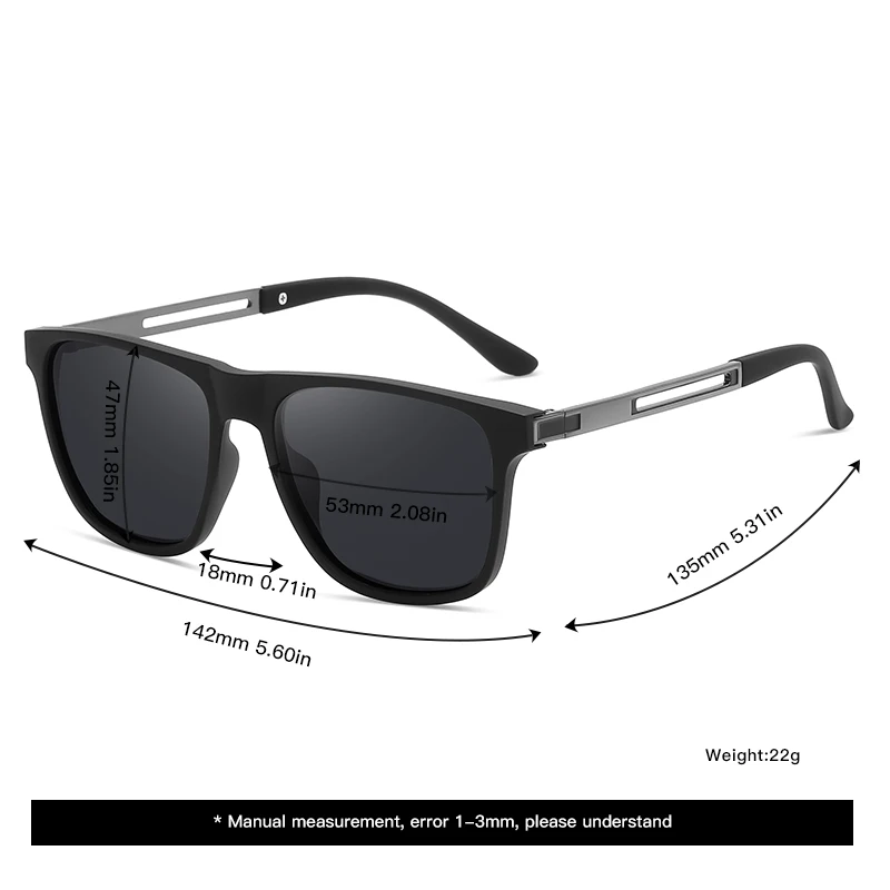 Vabbon نظارات شمسية بإطار مربع جديد مستقطبة واقية من الشمس للرجال نظارات شمسية عصرية خارجية مضادة للأشعة فوق البنفسجية للقيادة وصيد الأسماك، هدية راقية 1106