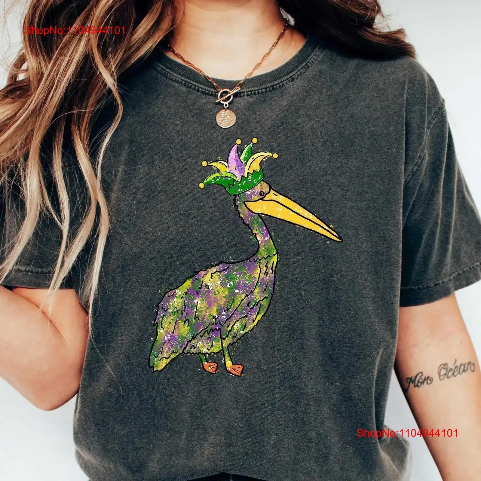 

Pelican Mardi Gras T Shirt Women's Carnival Lover New Orleans Season vintage Washed homme Versatile Stylish fashion Comfortable