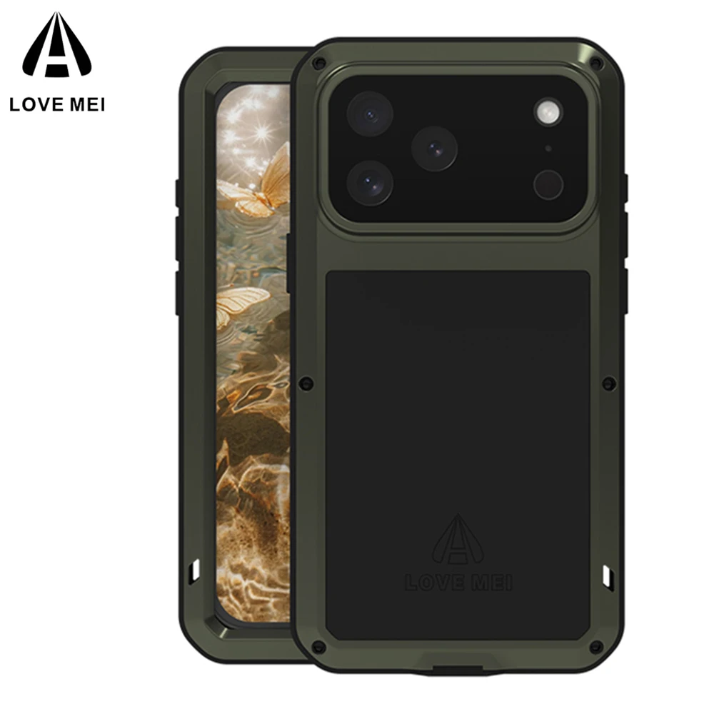 

Оригинальный металлический бронированный чехол LOVE MEI для iphone 17 Pro Max, чехол 17 Pro, силиконовый гель военного уровня, противоударный чехол, встроенная защита