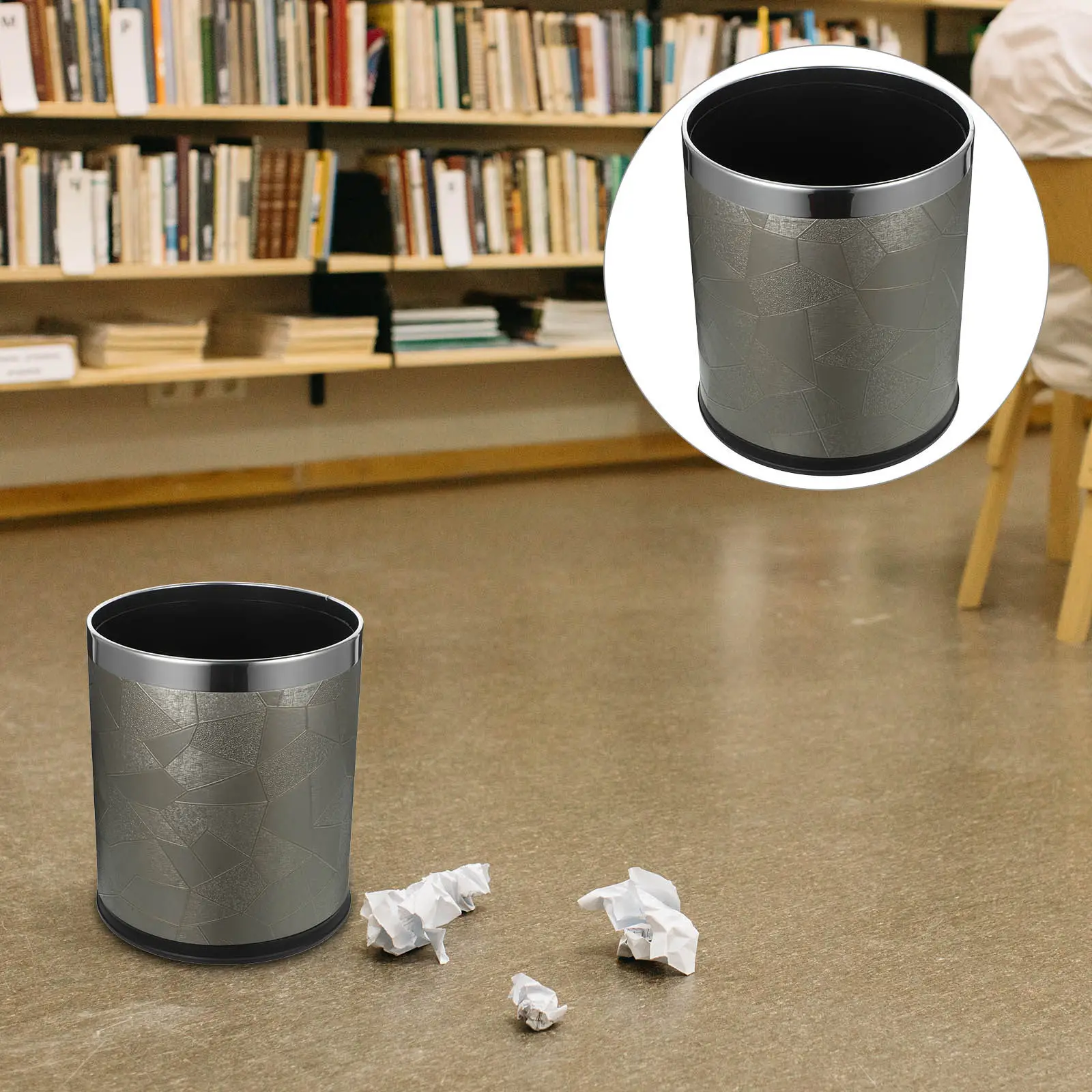 

Home Office Kitchen Bathroom Trash Can Plastic Waste Bin Modern Simple Design Sturdy Garbage Container for Living Room Bedroom