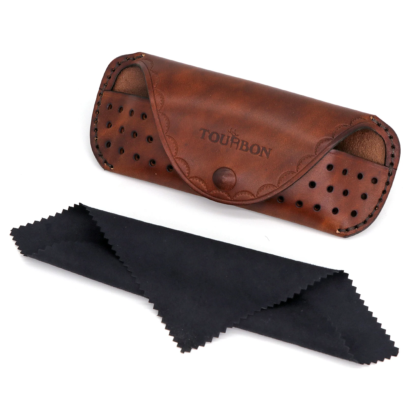 Tourbon Hunting Accessories Leather Heavy Duty Eyeglasses Case Eyewear Sunglasses Cover Tool Glasses Storage Box w/ Belt Loop