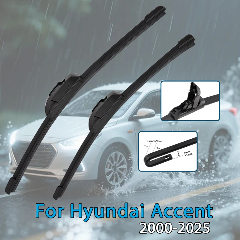 Auto Wischer Klingen Für Hyundai Accent 2000-2025 Windschutzscheibe Windschutz Frontscheibe Klingen Fit U Haken Arm Auto Zubehör