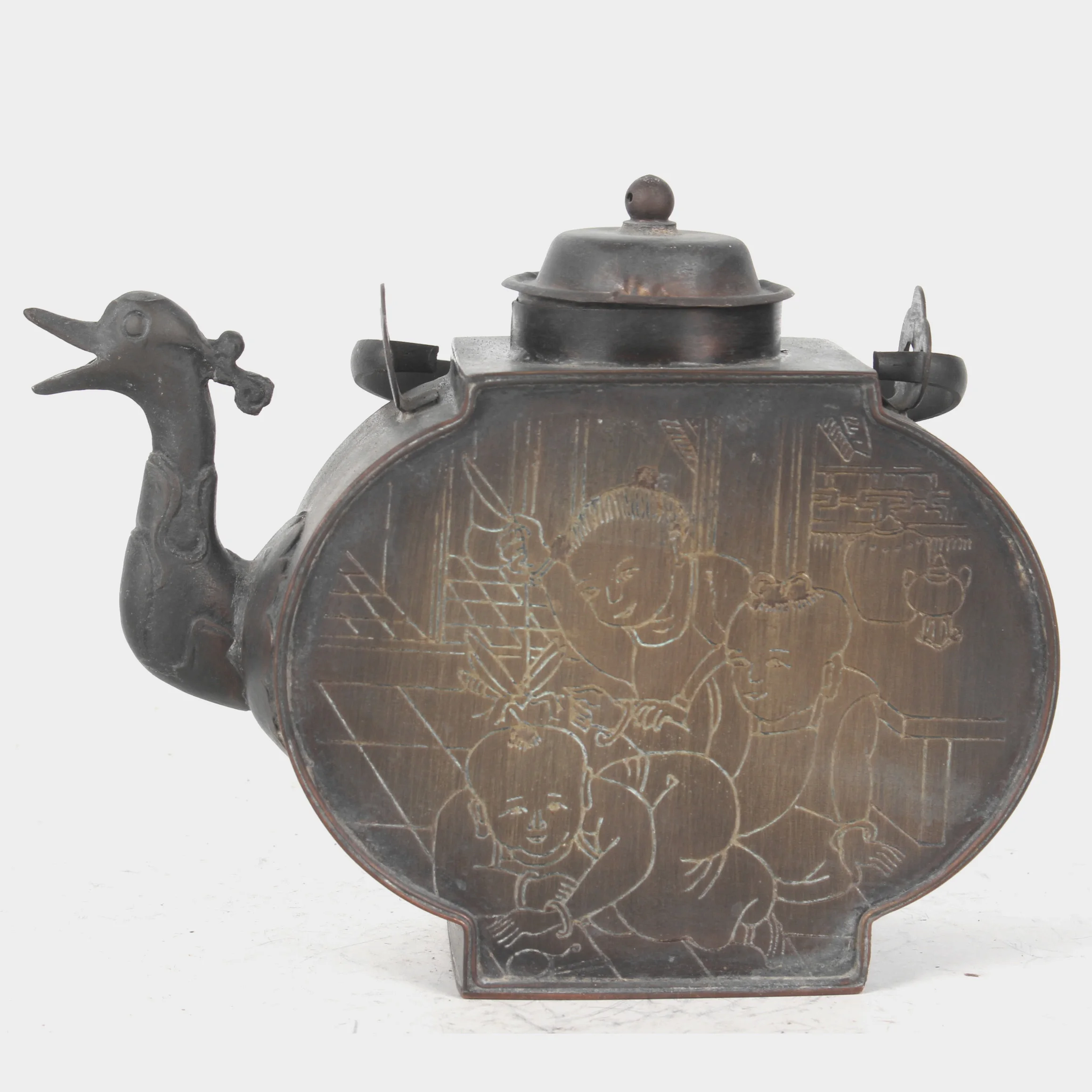 

Chinese Folk Collection Handmade Pure Copper Tea Pot Home Decoration Names Exhibits