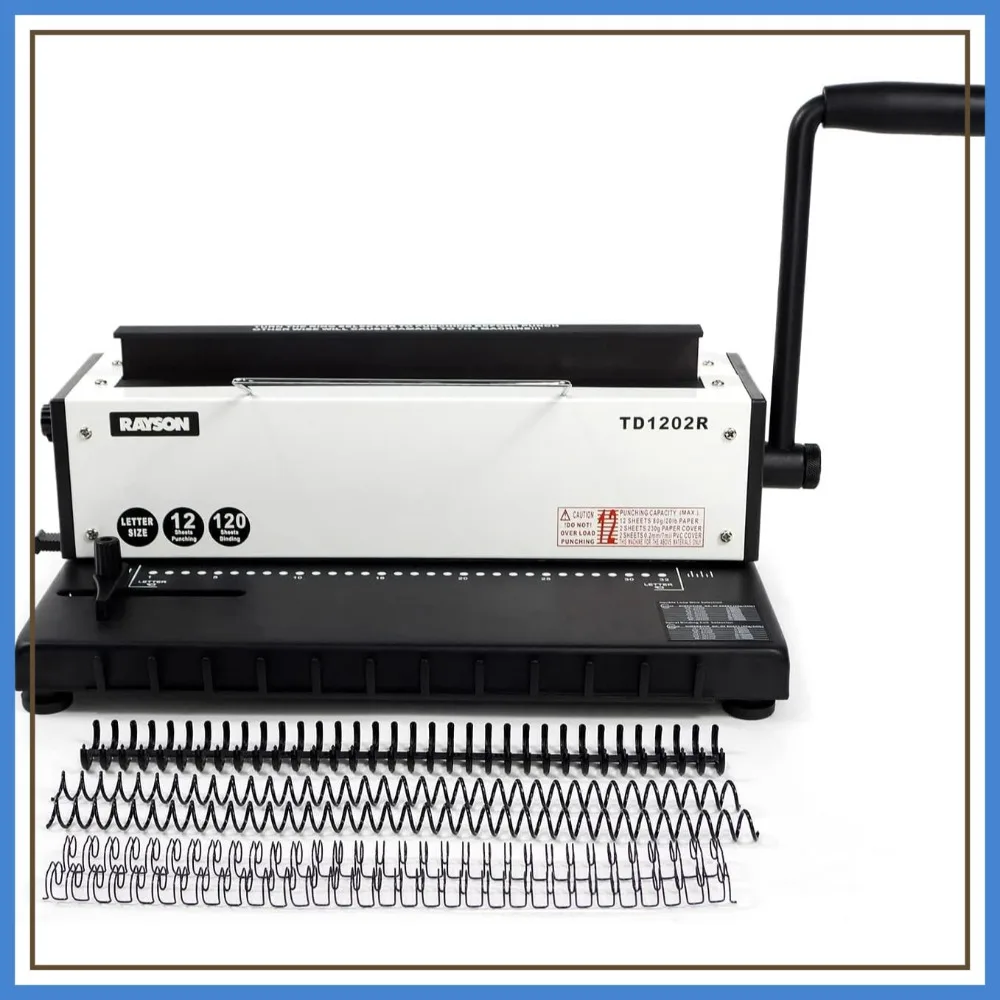 

3:1 Pitch Wire Binding Machine, 32-Hole Punch, Punches 12 Sheets, Binds 120 Sheets, for Spiral and Click Binding