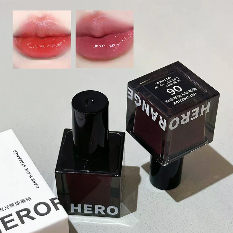 HERORANGE Glitter Mirror Lip Glaze, Watery Shimmering Light Lip Gloss Makeup Hydrating Moisturizing, Long Lasting