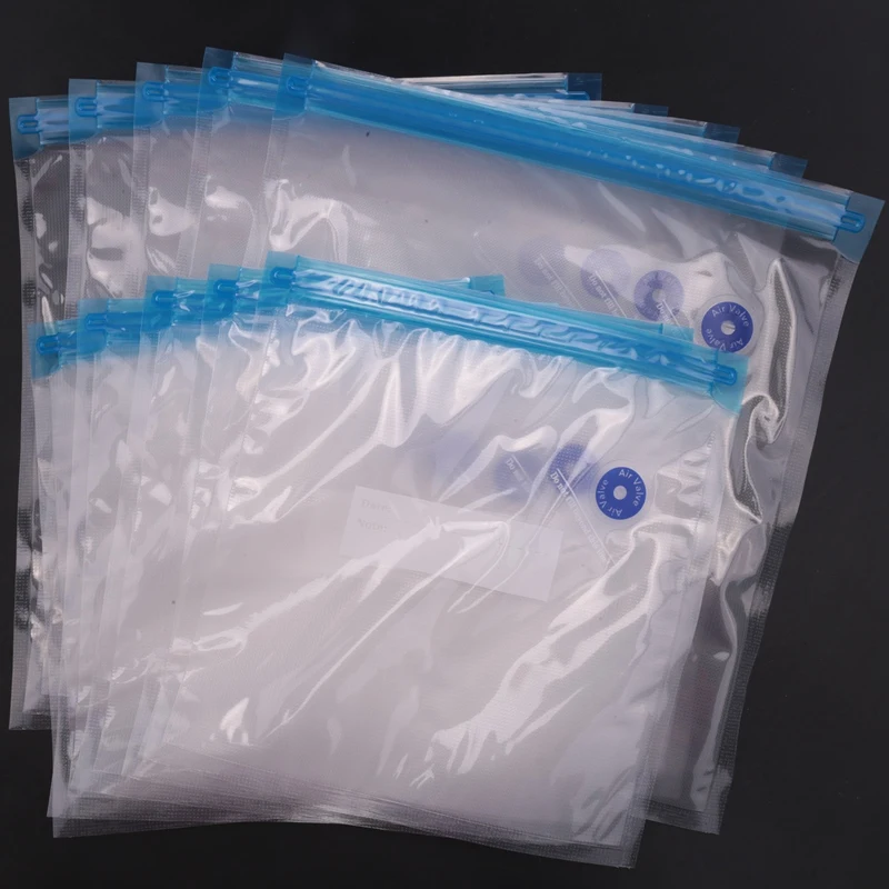 Bolsas Sous Vide para almacenamiento de alimentos al vacío, paquete de 15 bolsas reutilizables eléctricas, ahorro de sellador, cocina con 1 bomba de mano, bolsa sellada de 2 tamaños, 4 clips