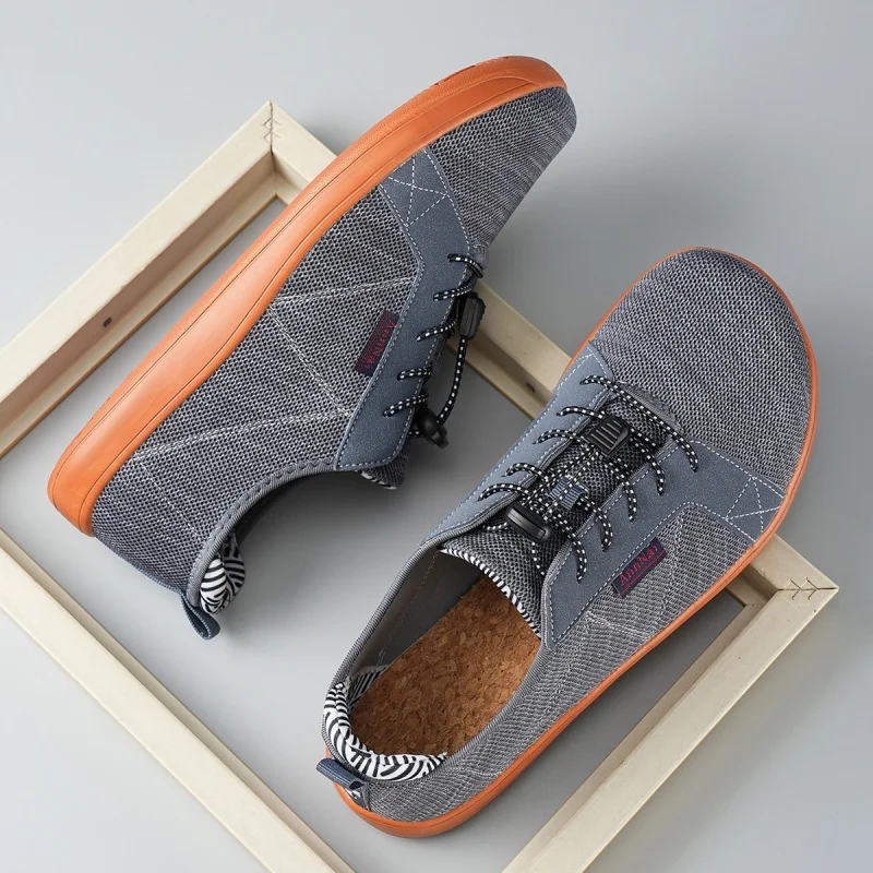 Minimalistische Barfußschuhe für Herren mit breiter Zehenbox, atmungsaktive Mesh-Sportschuhe, Zero-Sole-Wanderschuhe, Outdoor-Laufschuhe, weiche Sneaker