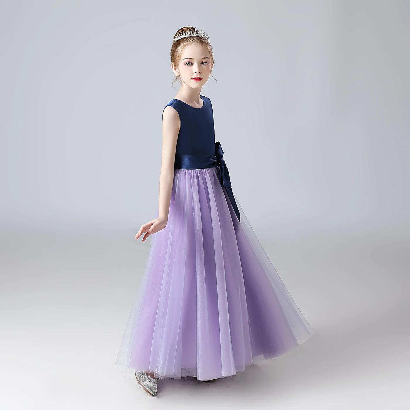 YZYGirls Birthday Party Gown Backless Bow Tulle 2023 Princess Pageant Ball Gown Flower Girl Dress Junior Bridesmaid