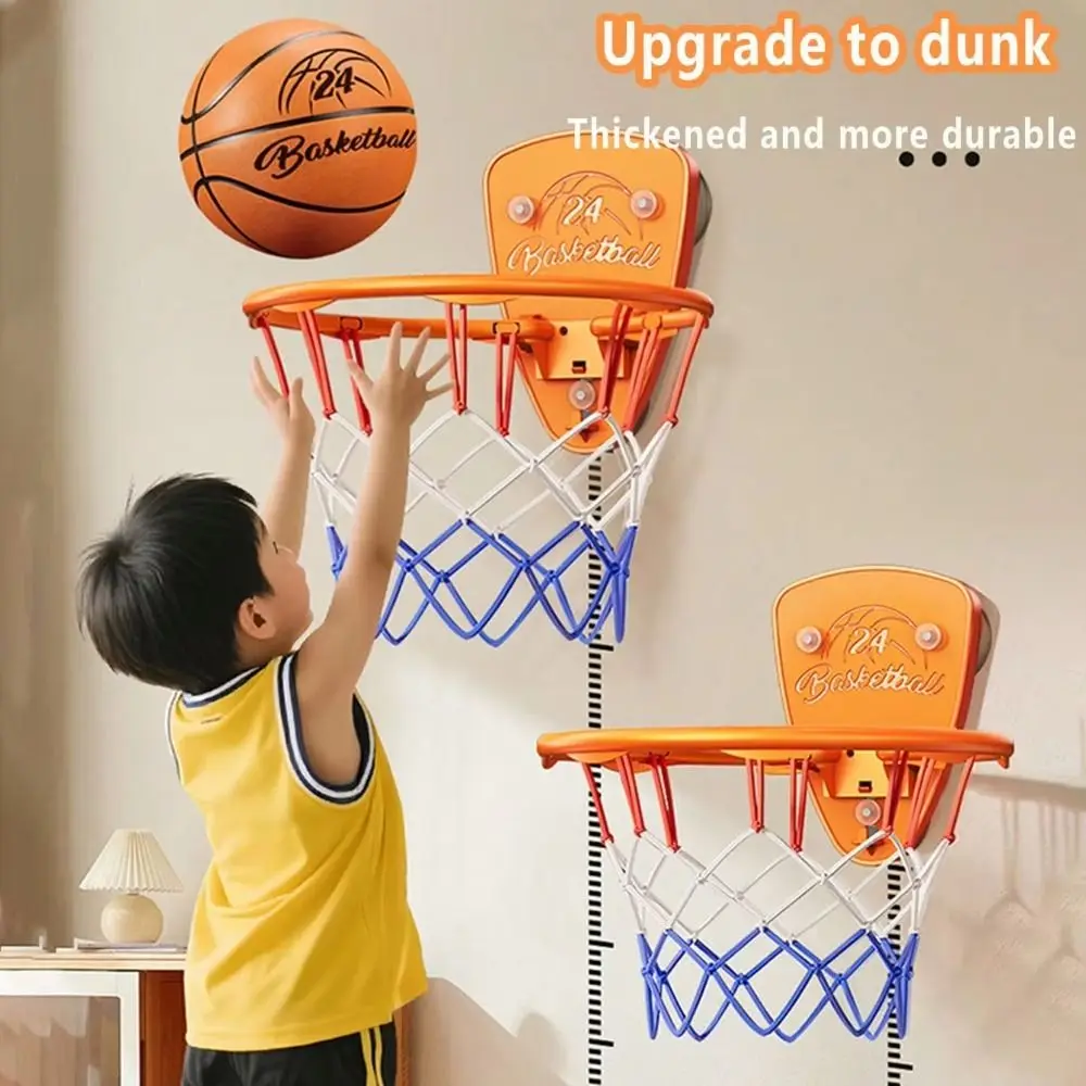 Foldable Baby Basketball Set Cartoon Animal Inflatable Ball Toddler Basketball Hoop No-Drill Installation Basketball Set