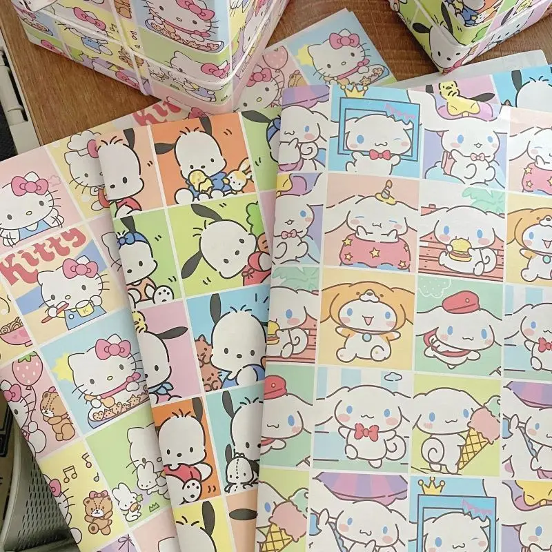 9 Pcs New Sanrio Hello Kitty Cinnamoroll Cuttable Birthday Gift Package Paper Festival Party Supplies Cartoon Cute Stickers