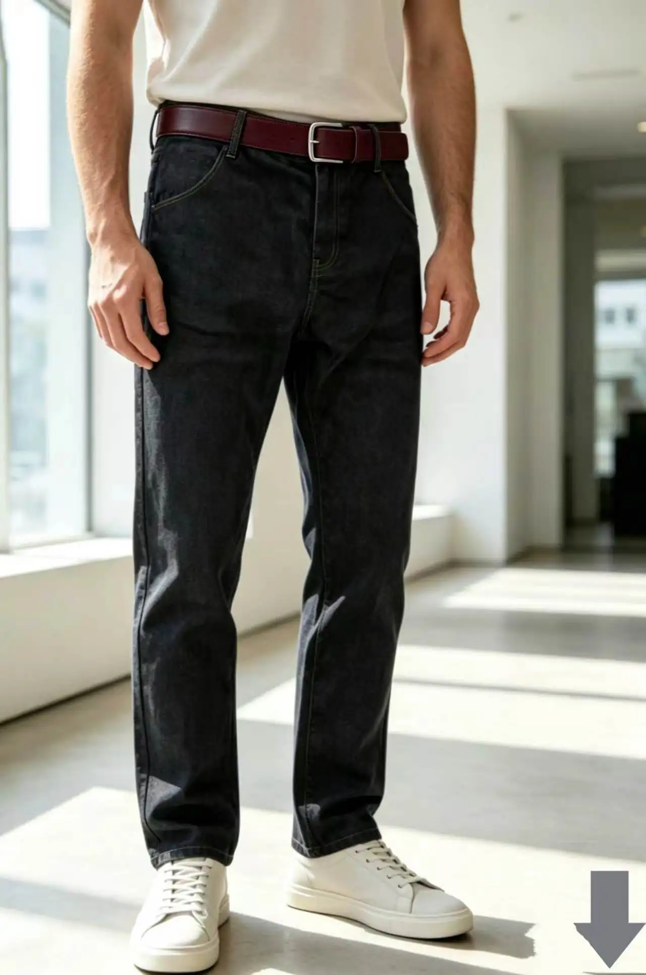 2026 new Korean men's minimalist casual jeans classic and error free men's straight leg denim wide leg pants solid color blue bl