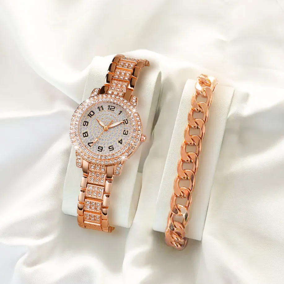 フルダイヤモンドデジタルリテラルスチールウォッチ星がいっぱい気質ビジネスクォーツ時計ヒップホップスタイルフルダイヤモンドウォッチ