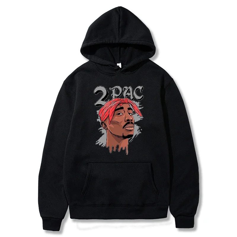 

Tupac 2PAC Letter Printed Hoodies Men Fashion Long Sleeve Sweatshirts Women Casual Harajuku Streetwear Hooded Pullover Sudaderas