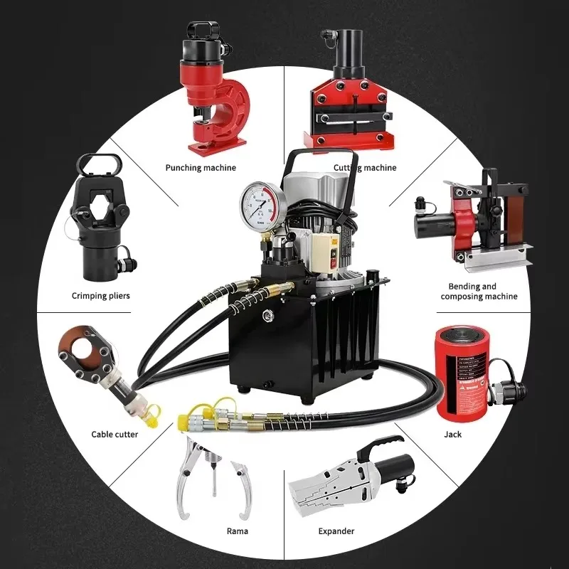 220V Double Circuit Electric Hydraulic Pump 0.75KW 70MPA Hydraulic Oil Station Matching Various Hydraulic Tool Power Supply Unit