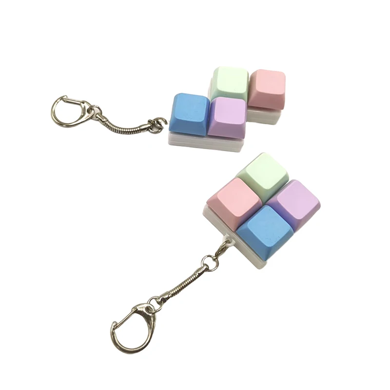C 1pc new Creative Decompression Keyboard With Macaron-shaped Keycaps Decompression Keychains And Small Toy Pendants
