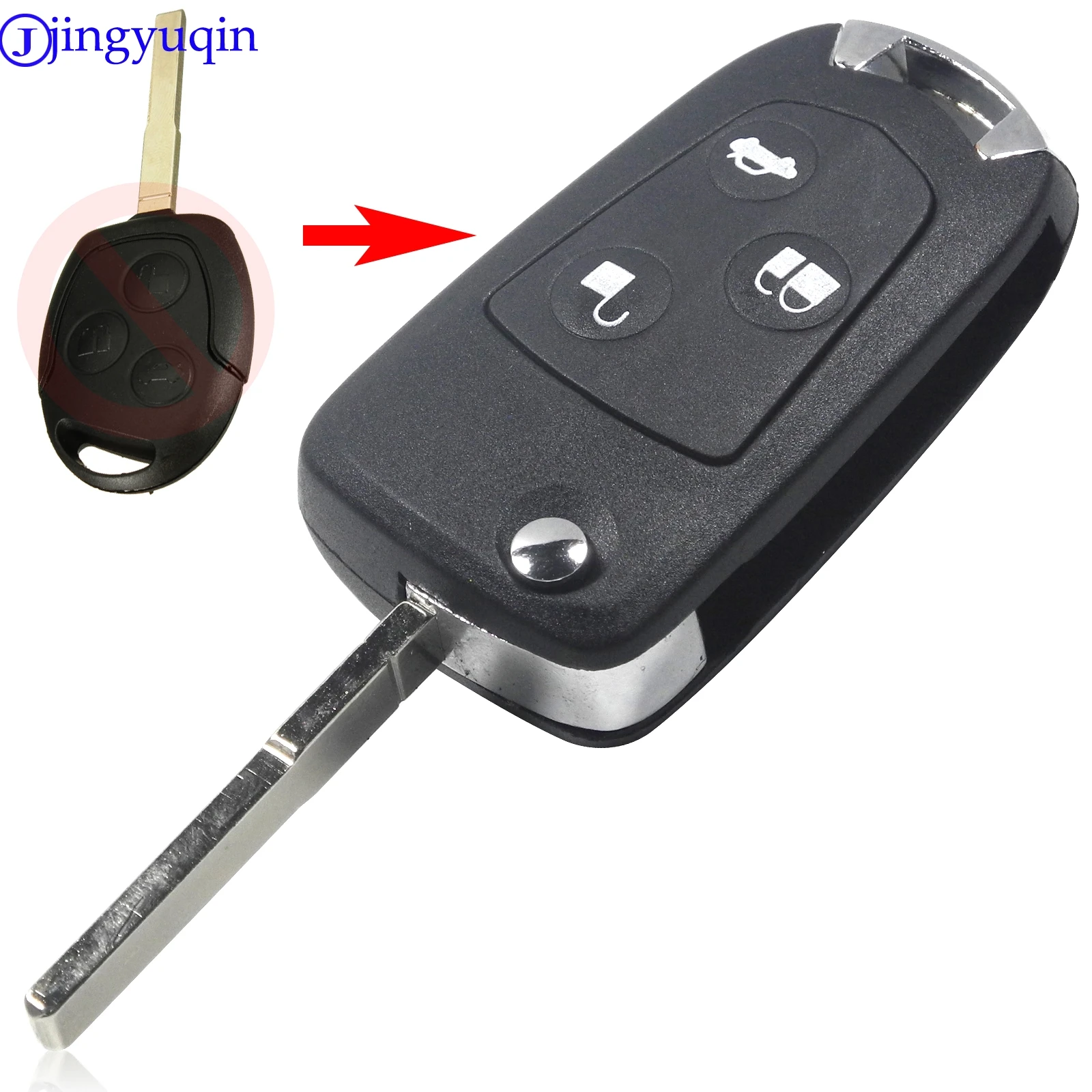 jingyuqin 3 Buttons Modified Folding Flid Remote Car Key Fob Shell Styling For Ford Focus Mondeo Fiesta