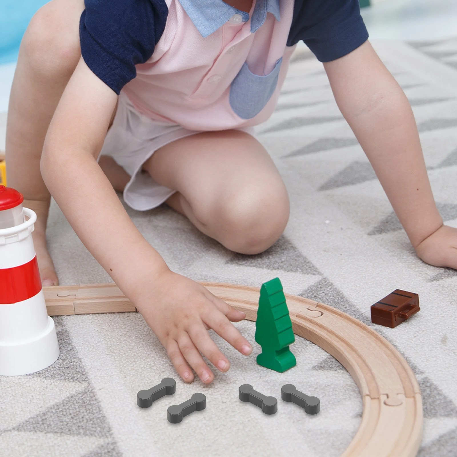 Accesorios de pista de 20 piezas, conectores de plástico compatibles con Mini tren ferroviario, hueso de perro gris oscuro, juguetes de Control remoto, pista de tren