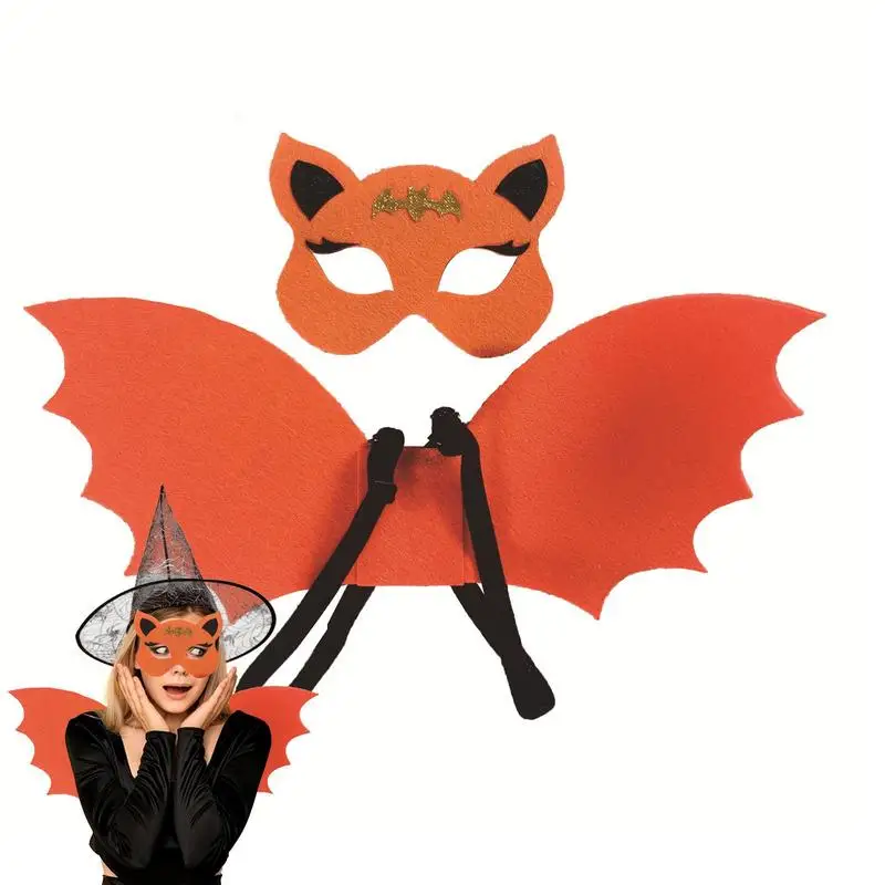 

Bat Costume For Girls With Face Cover Halloween Party Cosplay Bat Wings Decorative Girls Bat Wings Lightweight Many Occasions