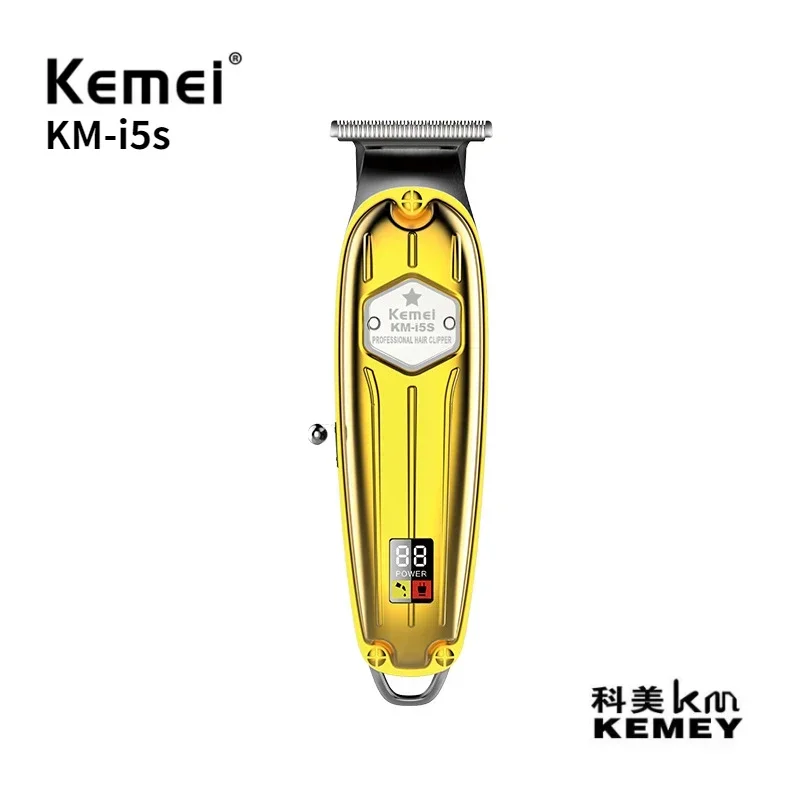 Kemei KM-I5S Metalen behuizing USB oplaadbare elektrische schaar LCD digitale tondeuse