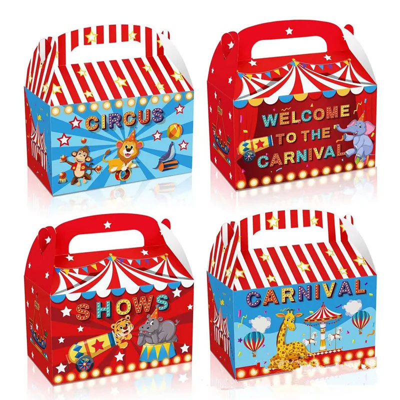 4/24pcs Zirkus Karneval Tiere Süßigkeiten Box Geschenkt üte Junge Kinder Baby party Geburtstag Hochzeits feier liefert Geschenk box Dekoration – Detail 2