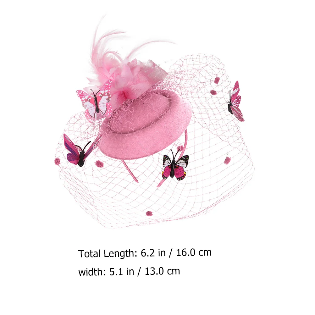 

1Pcs Butterfly Small Gift Mini Hat Net Yarn Hairband Lightweight Elegant Wedding Party Performance Headband Stylish Hair