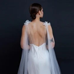 Wedding Veil Long Bridal Cape Veil Detachable Tulle Cloak 3D Organza Flower Wedding Dresses Shawl Event Decoration VPG18