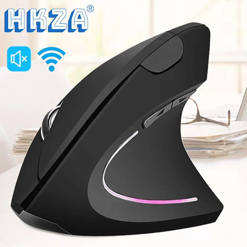 HKZA ergonomiczna mysz pionowa 2.4G bezprzewodowa cicha mysz gry komputerowe myszy 6D mysz optyczna USB Gaming Mause na laptopa