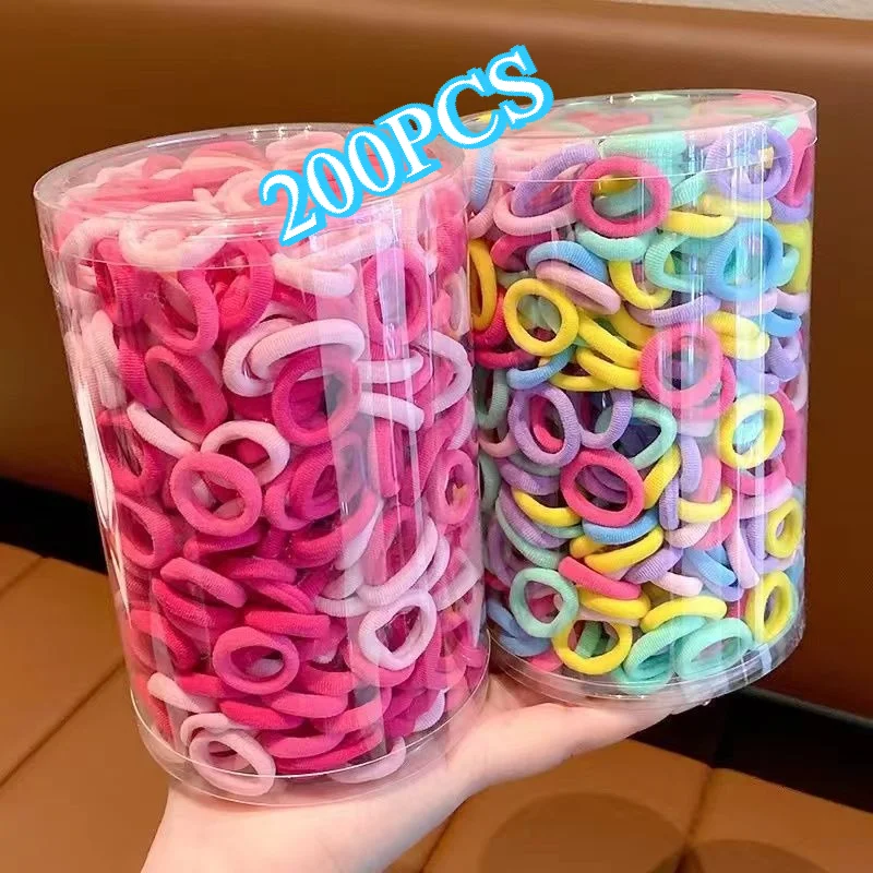 

Set Hair Bands Colorful Nylon Elastic Ponytail Holders Small Rubber Tie Scrunchie 200 Pieces One Size
