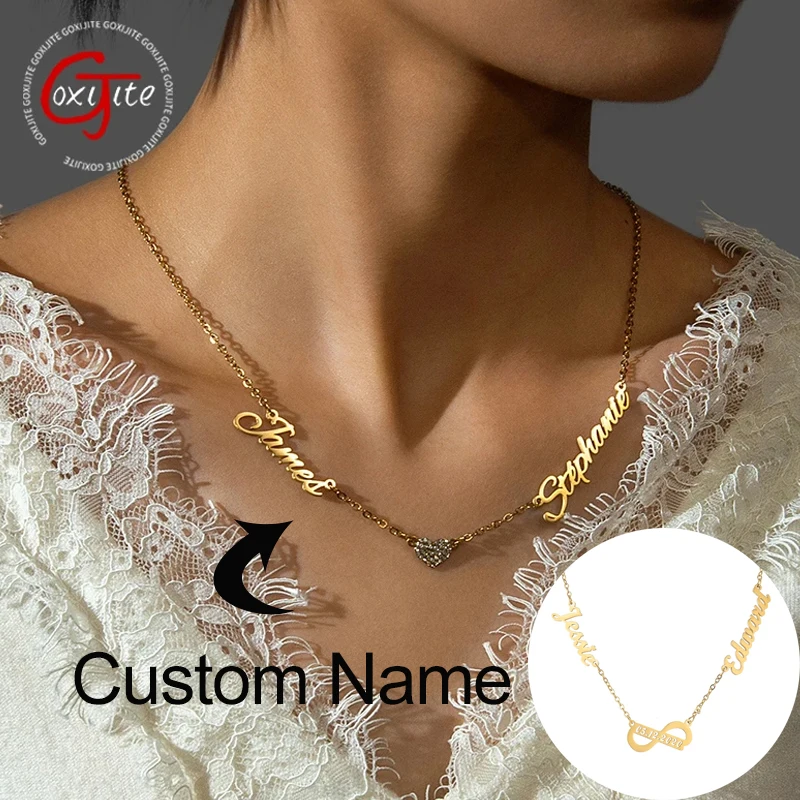 

Goxijite Personalized Multiple Names Heart Stone Necklace Stainless Steel Custom Date Nameplates Necklaces Jewelry Best Gift