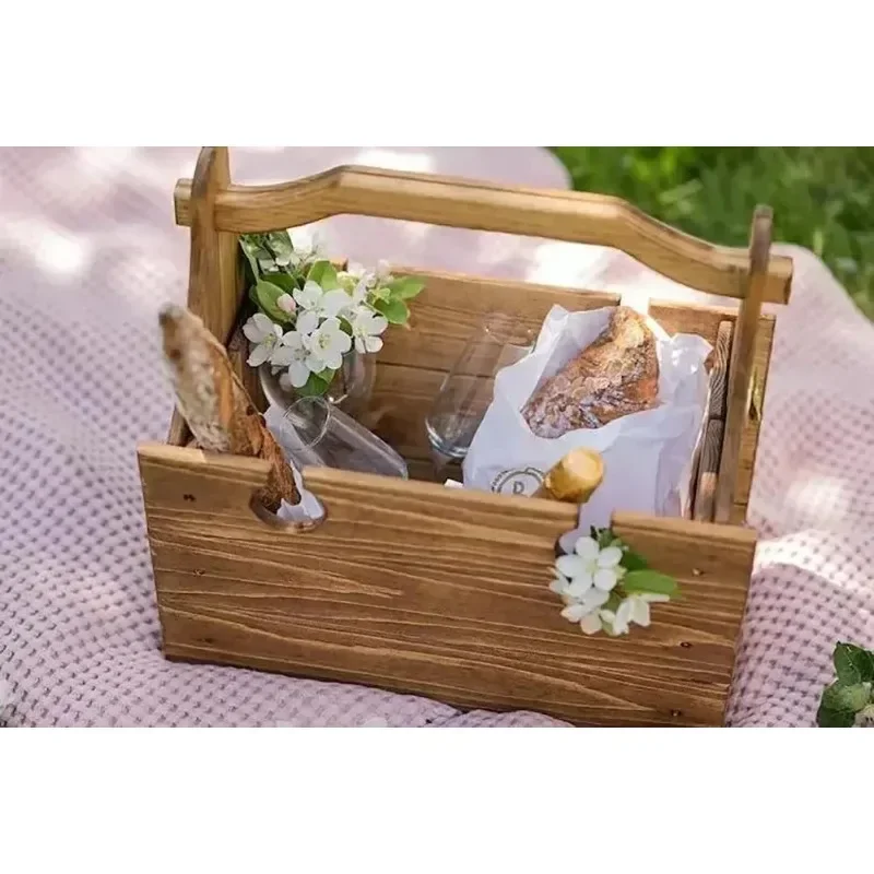 Convenient Picnic Storage Basket Folding Chair Beach Chair Storage Box Foldable Picnic Basket Table Outdoor Furniture Camping