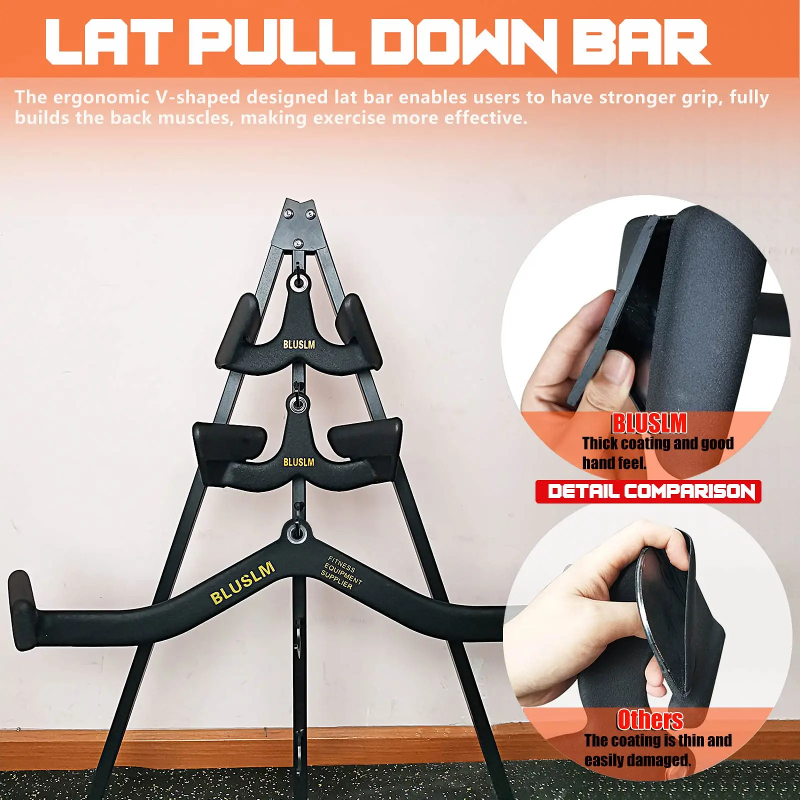 Gym Fitness Grip Home Workout Pull Back Handles For Lat Machine With Mid Row Seated Row Machine V-Grip Back Muscle Exercise Bars