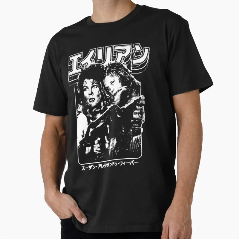 

80s Horro movie Alien Hells warrior Ellen Ripley and Newt Sacry Space Monster hunter Xenomorph Gift T-shirt Large size Tops
