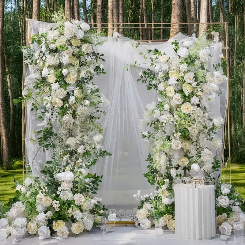 

Korean Style Fresh Artificial Green Plant Rose Arrangement Eucalyptus Leaf Flower Ball Wedding Background Stage Decoration