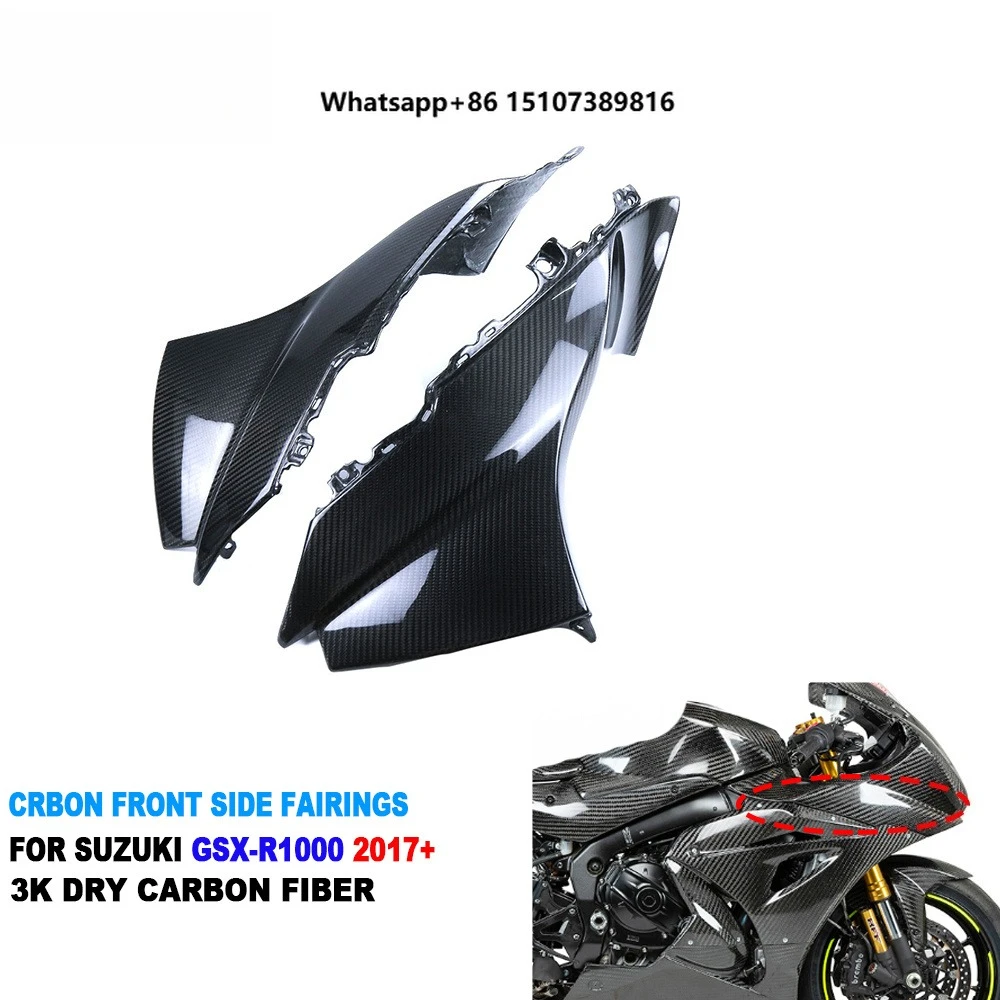 Carbon Fiber Motorcycle Side Nose Air Cover Dash Fairing Upper Side Fairing Cowls for GSX-R 1000 GSXR1000 2017-2026