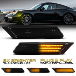 2X Dynamic LED Side Marker Turn Signal Car Blinker Indicator Light For Porsche 987 Cayman Boxster 911 997 Carrera Turbo GT3 GT2