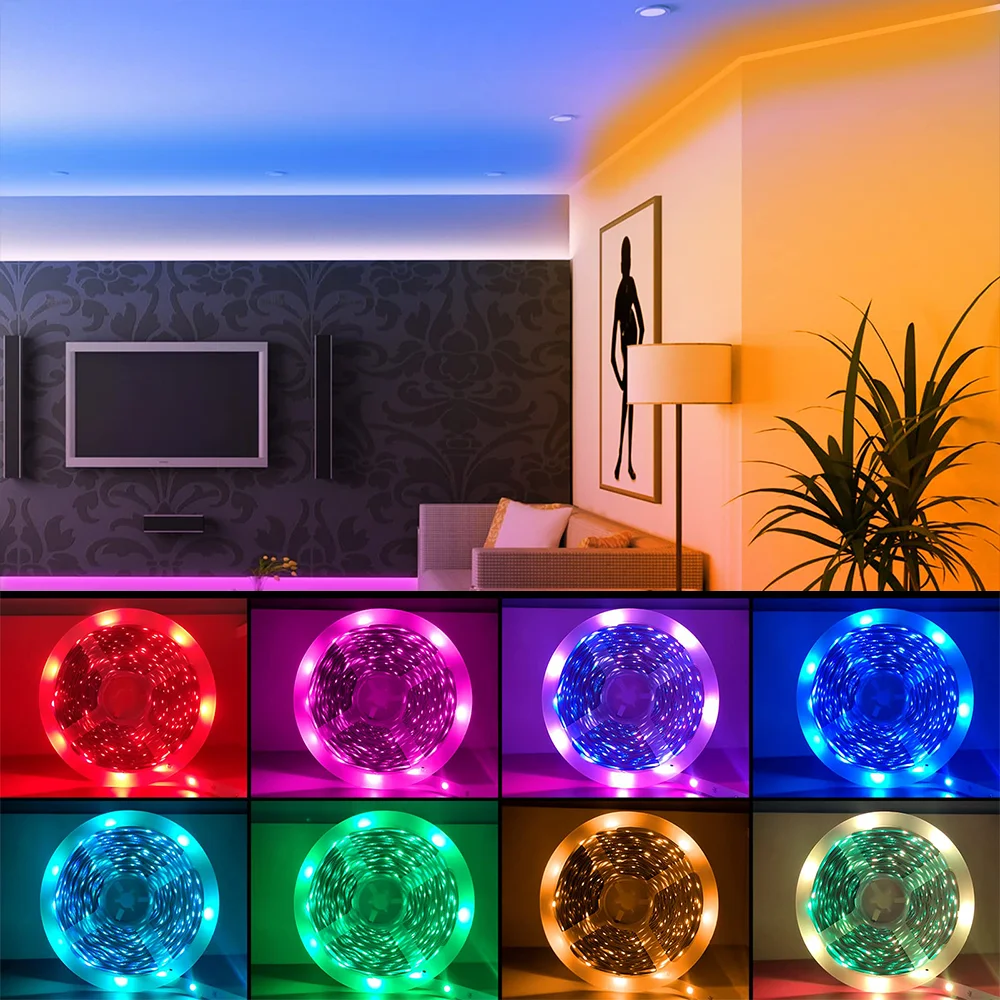 1set 5050RGB Light Strip with 24 Keys Remote Control and APP Control, More Color Options for Bedroom, Living Room and so on