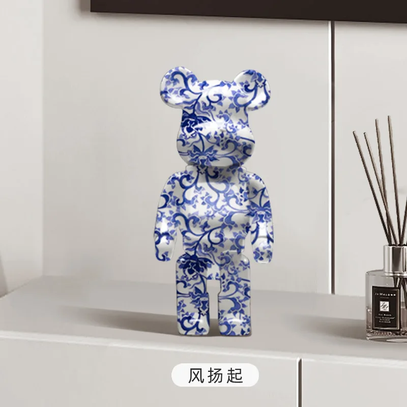 

28cm Crystal Bear Figures Resin Clear Violent Bear Statue Aesthetic 100% Figurines Luxury Living Room Decoration Home Ornam