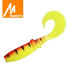 MEREDITH-Señuelos de Pesca de cola curvada, cebos grandes de mar de 110mm y 8,2g, cebo suave de silicona, cola de paleta, 5 piezas