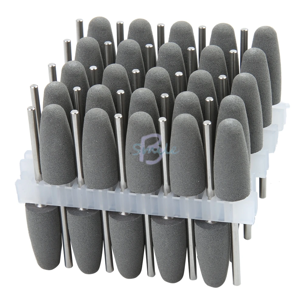 high quality 50pcs/pack Dental silicone Polisher With fixed Resin Base Polishing Burs for Dental technicians polish tools