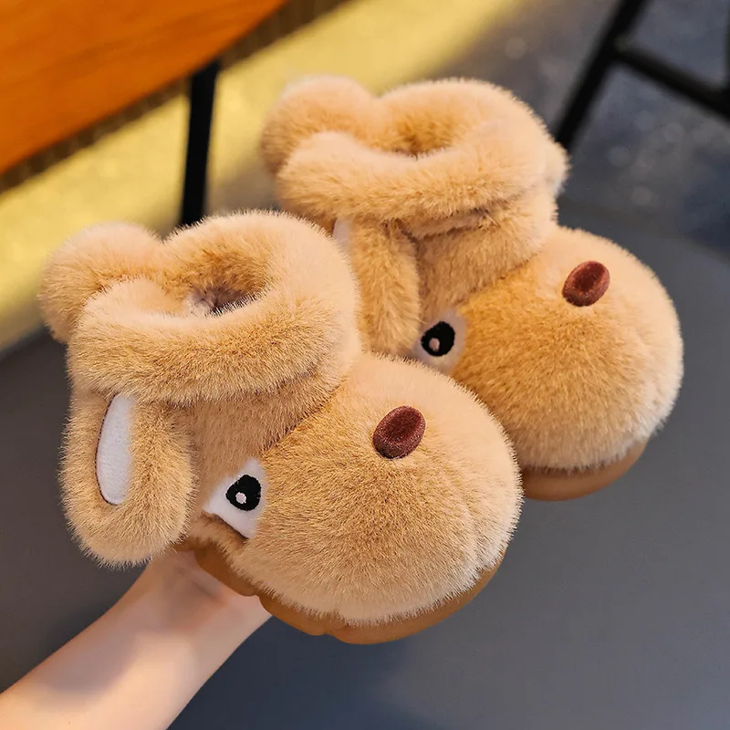 

Зимняя детская плюшевая хлопковая обувь, милые бархатные хлопковые сапоги, домашняя обувь, теплые мягкие нескользящие меховые тапочки для родителей и детей