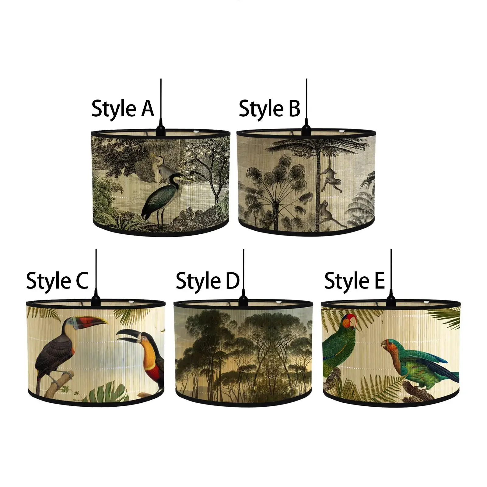 

Retro Style Flower Printing Lampshade Japanese Homestay Decor Drum Print Shade Chandelier Cover for E26/E27