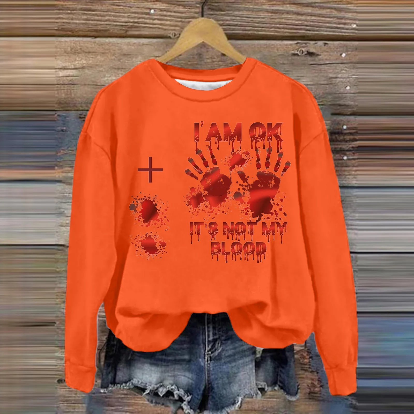 

Women's Halloween Fall/Winter Trend Hoodie Bloody Printed Hoodie Top Pullover